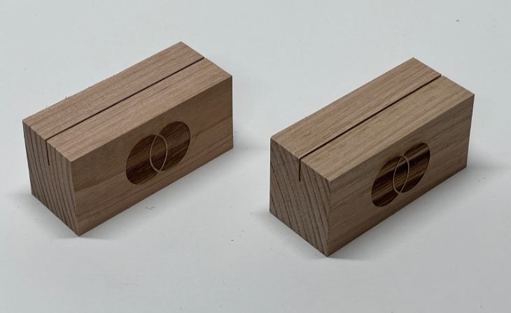 Mastercard engraved their logo into the wooden stand