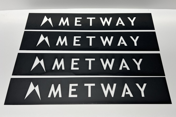 Custom stencil for Metway with their logo and brand name