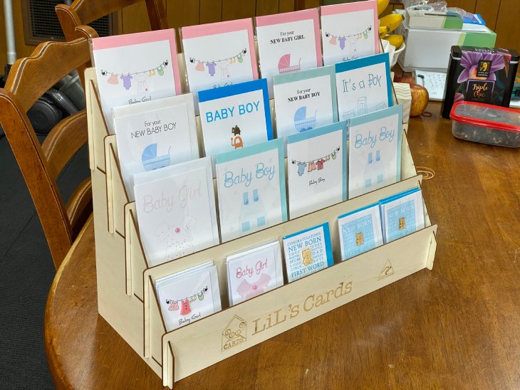 display stand with cards