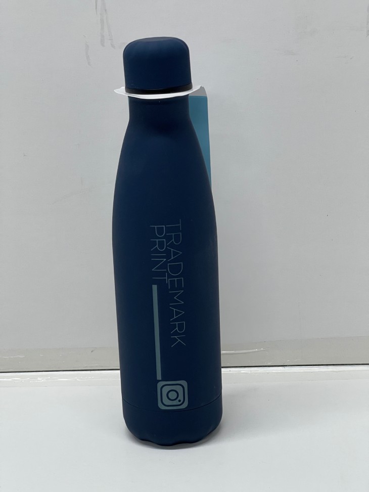 trademark print brand engraved on water bottles